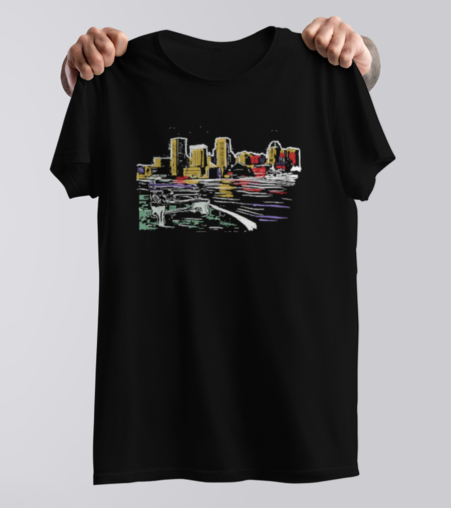 Charm City Football City Skyline Drawing T-Shirt