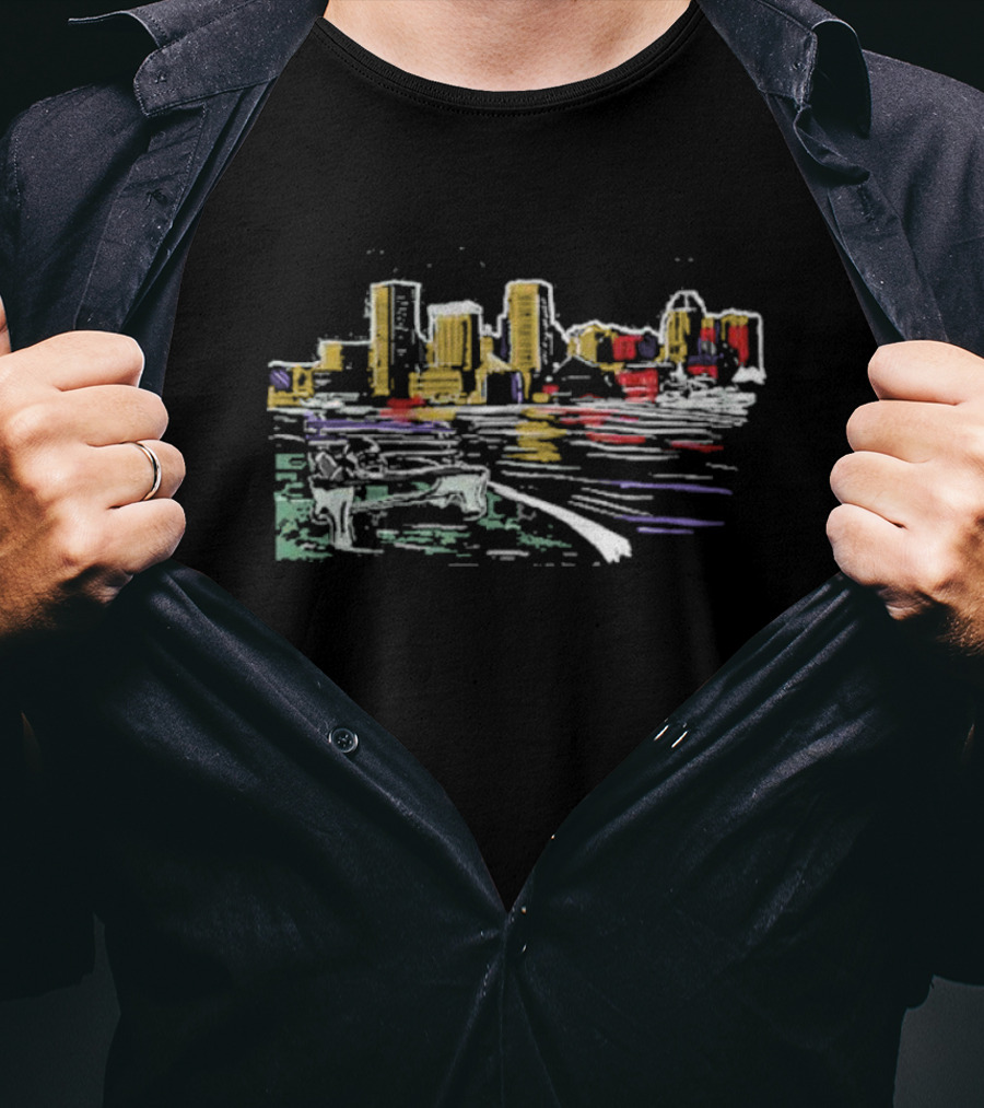 Charm City Football City Skyline Drawing T-Shirt