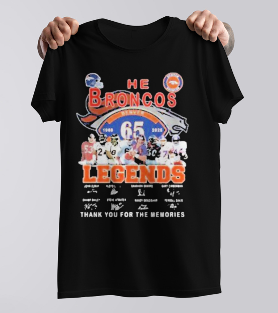 Denver Broncos 65 Year Legends 1960-2025 Thank You For The Memories T-Shirt