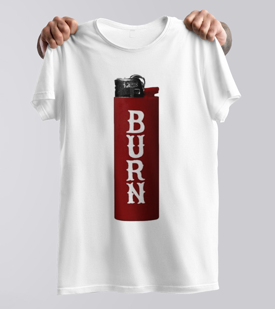 Eaj Burn Red Lighter Vertical Text T-Shirt
