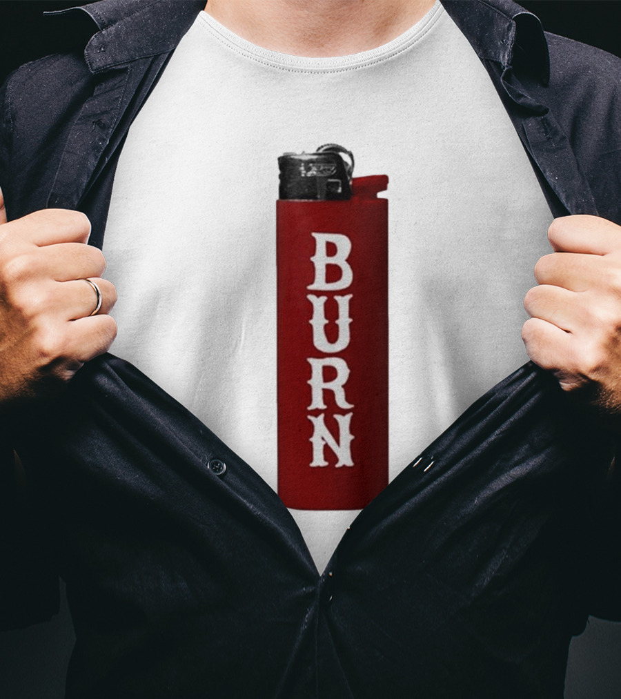 Eaj Burn Red Lighter Vertical Text T-Shirt