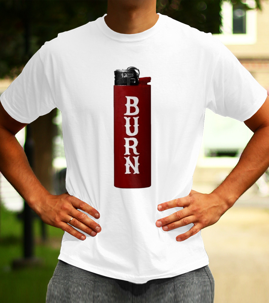Eaj Burn Red Lighter Vertical Text T-Shirt