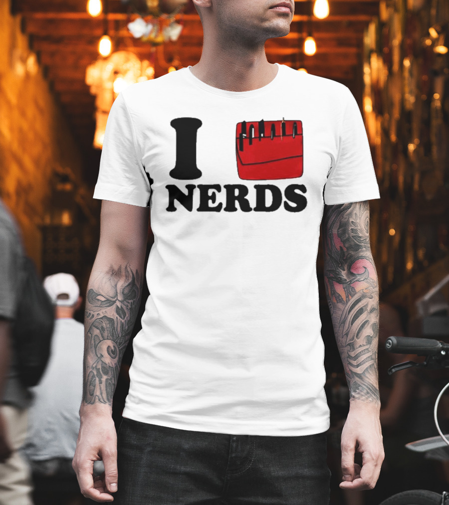 I Love Nerds Red Pocket T-Shirt