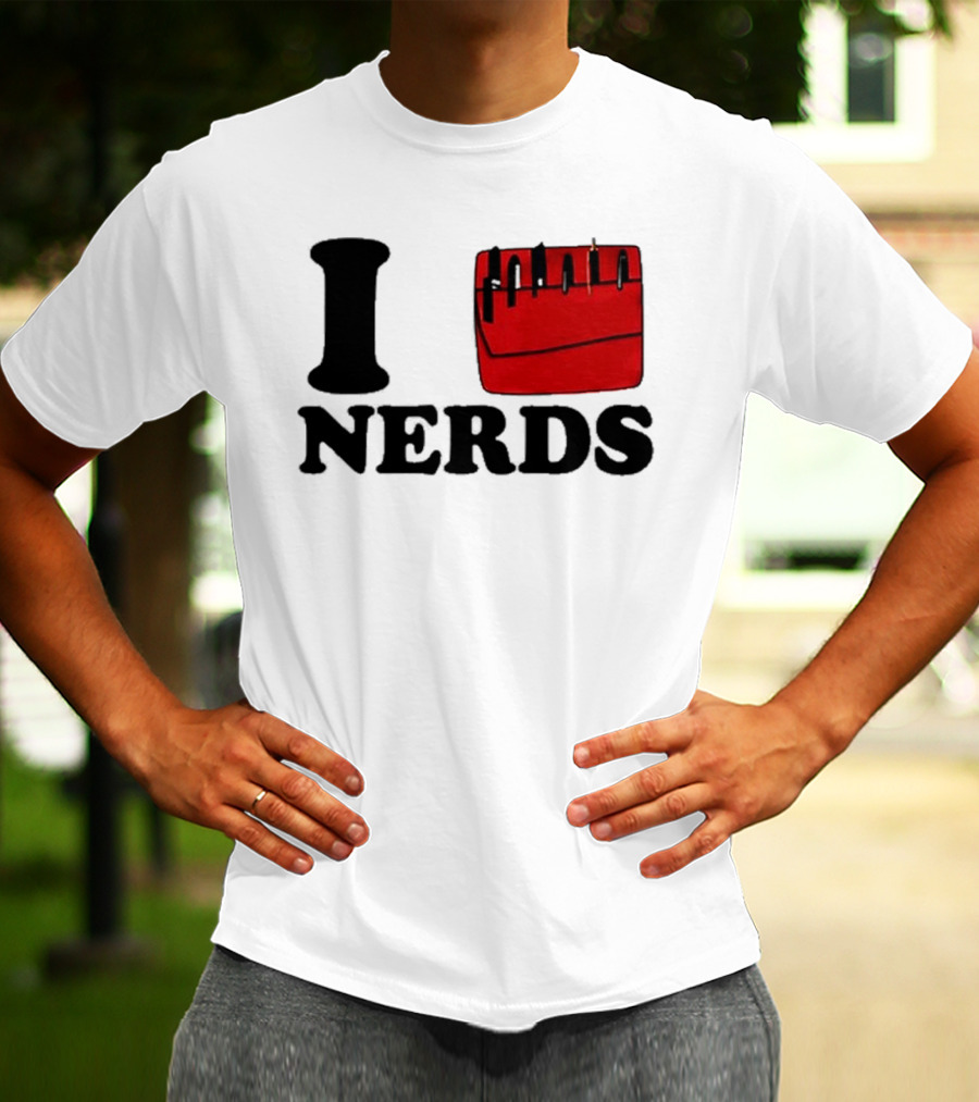 I Love Nerds Red Pocket T-Shirt