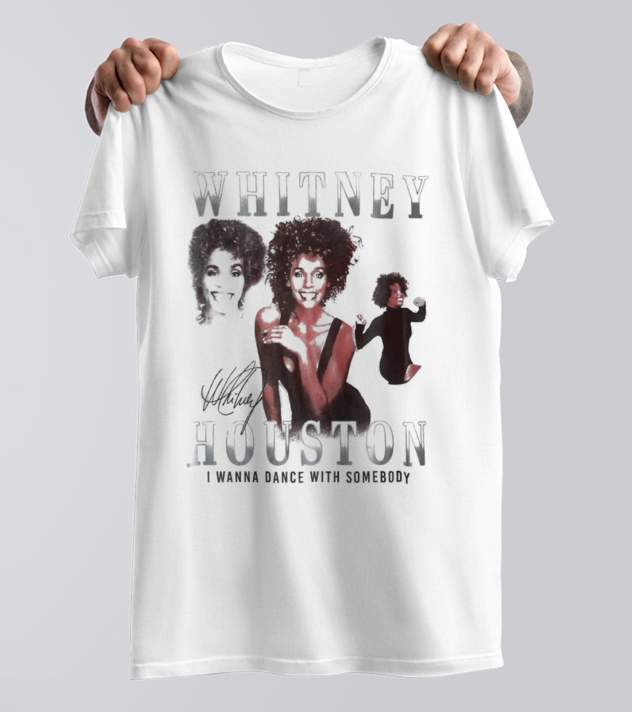Whitney Houston I Wanna Dance With Somebody Vintage Portrait Signature T-Shirt