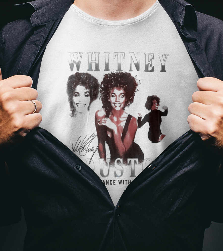 Whitney Houston I Wanna Dance With Somebody Vintage Portrait Signature T-Shirt