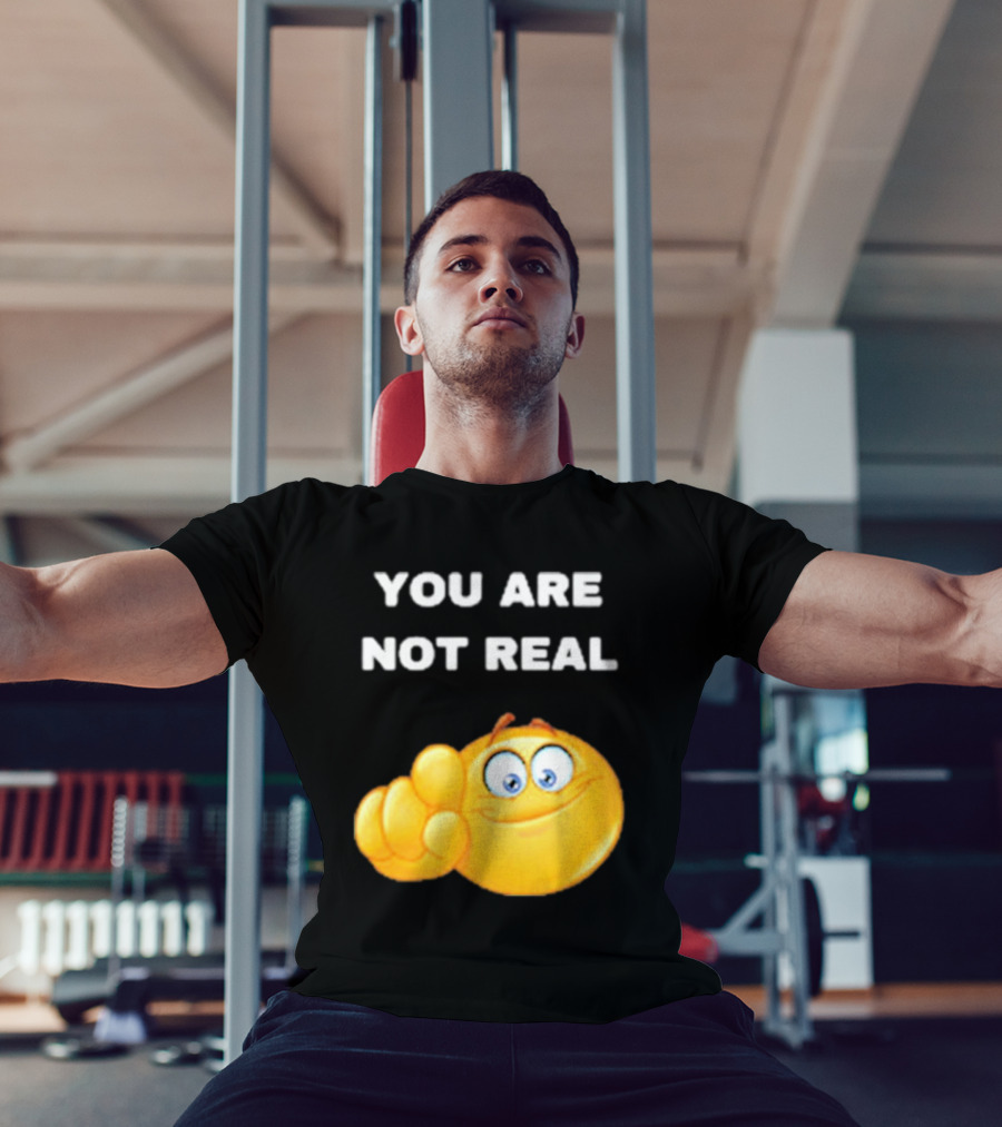 YOU ARE NOT REAL Smiling Emoji Pointing Finger T-Shirt