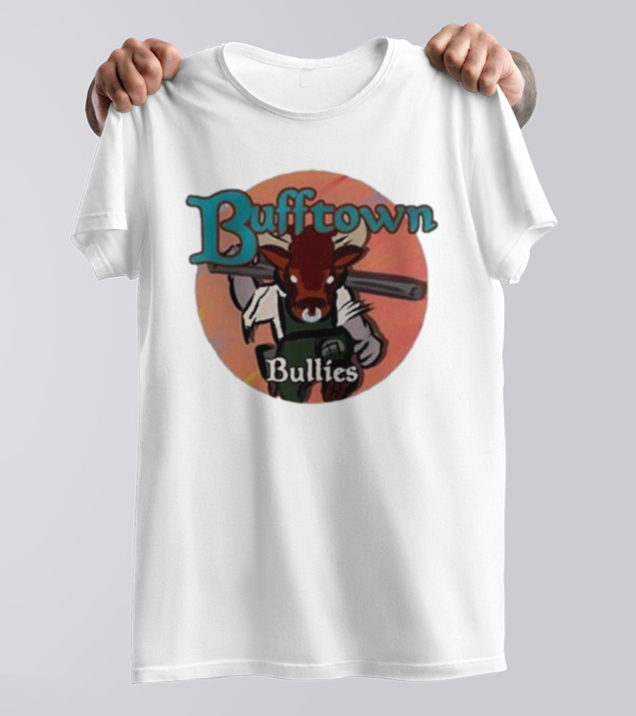 Bufftown Bullies Bull Character Holding Bat T-Shirt