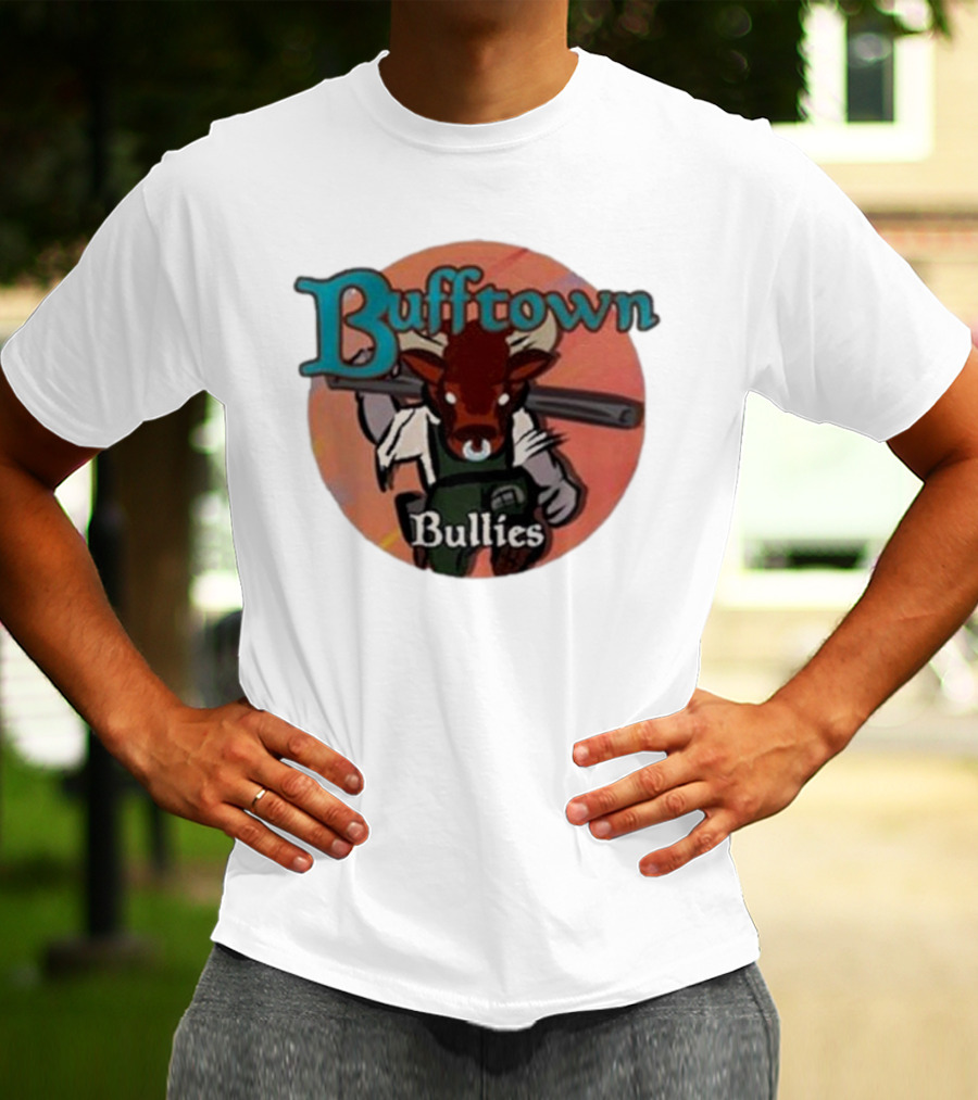 Bufftown Bullies Bull Character Holding Bat T-Shirt