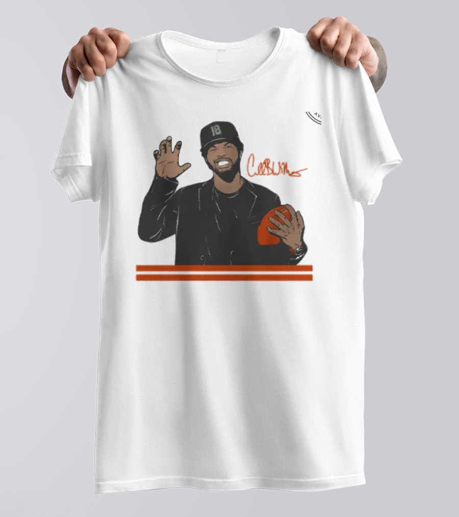 Caleb Williams Claw Pose Signature With Football And Cap Number 18 T-Shirt
