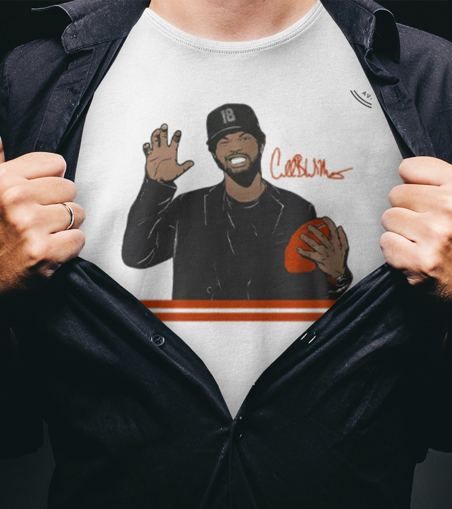 Caleb Williams Claw Pose Signature With Football And Cap Number 18 T-Shirt