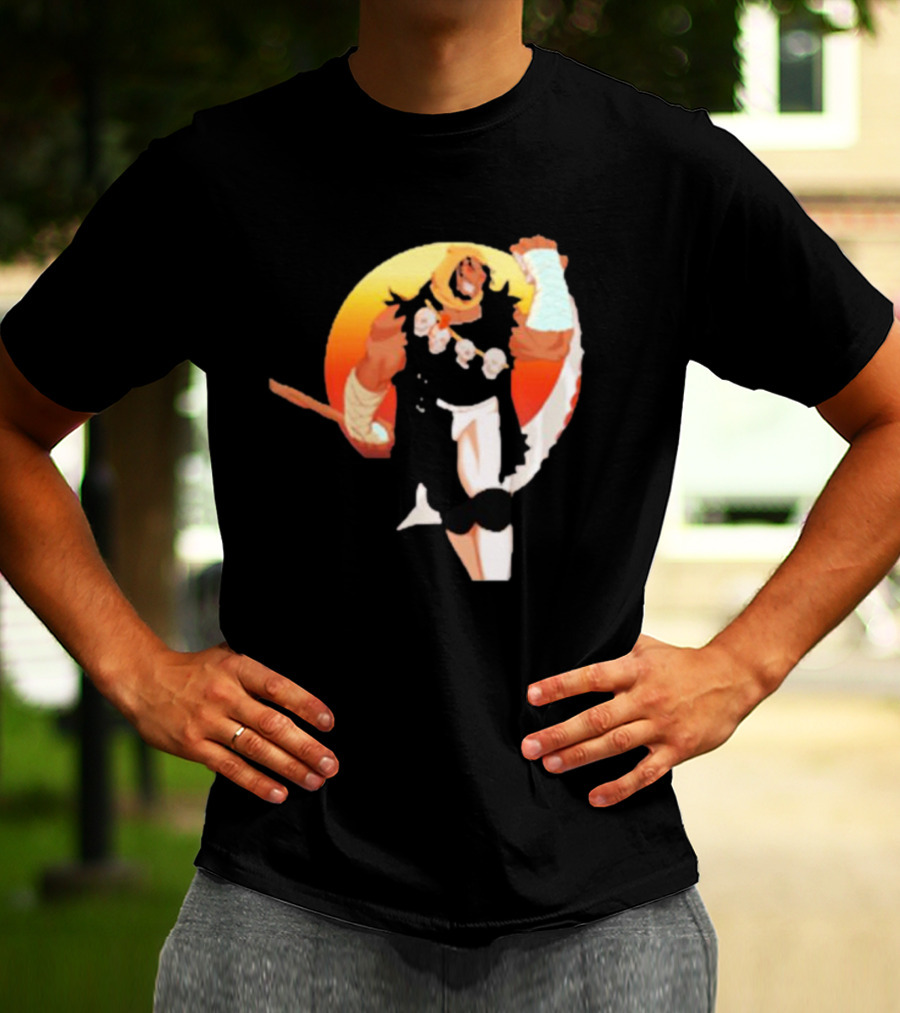 CALIFORNIA NIGHTMARE ISSUE #3 Fierce Warrior With Skulls And Sunset Background T-Shirt