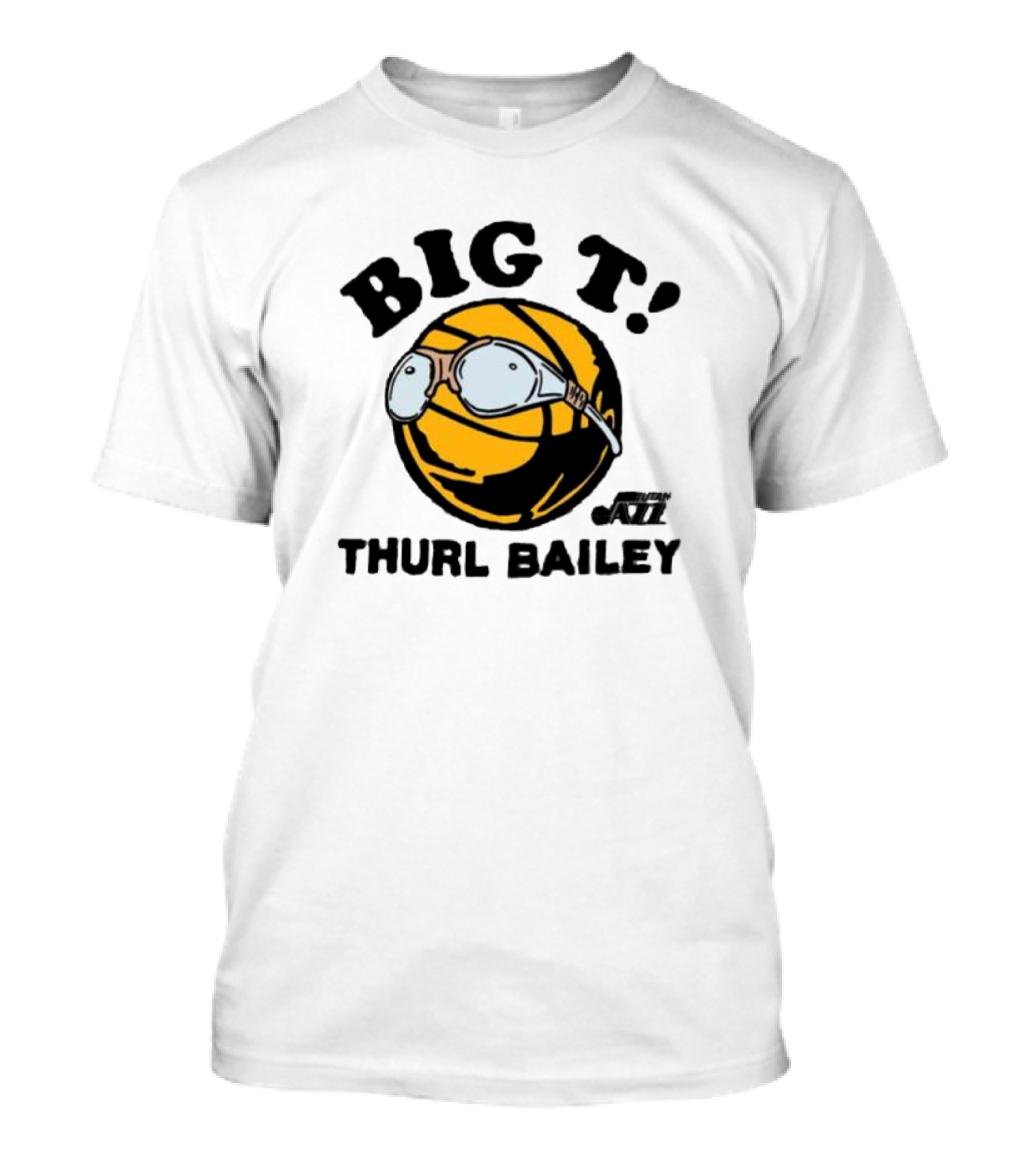 Big T Thurl Bailey Basketball Caricature With Glasses Utah Jazz T-Shirt