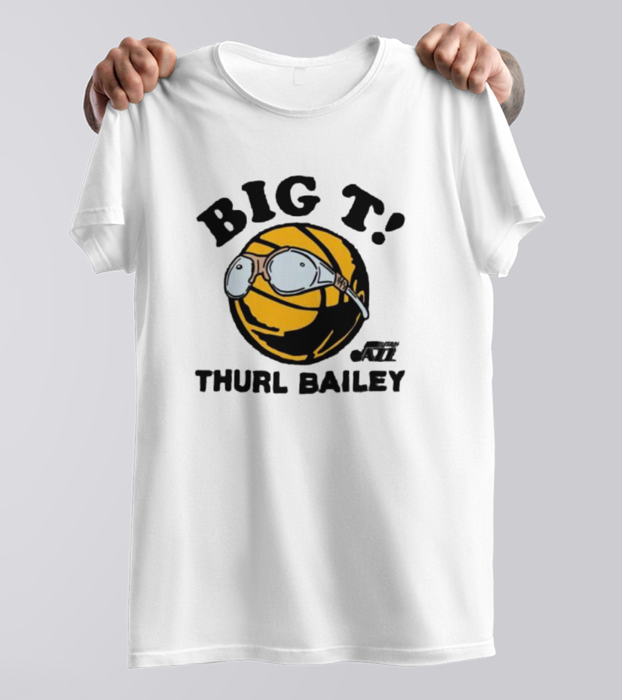 Big T Thurl Bailey Basketball Caricature With Glasses Utah Jazz T-Shirt