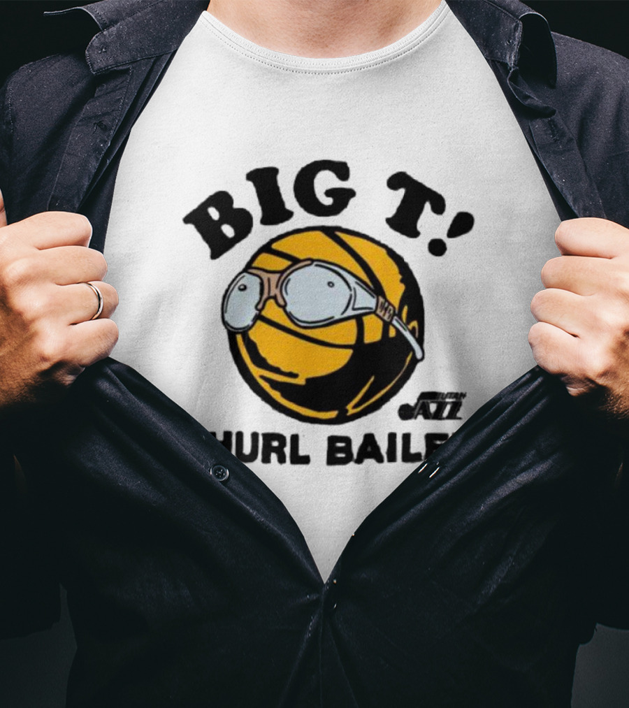 Big T Thurl Bailey Basketball Caricature With Glasses Utah Jazz T-Shirt