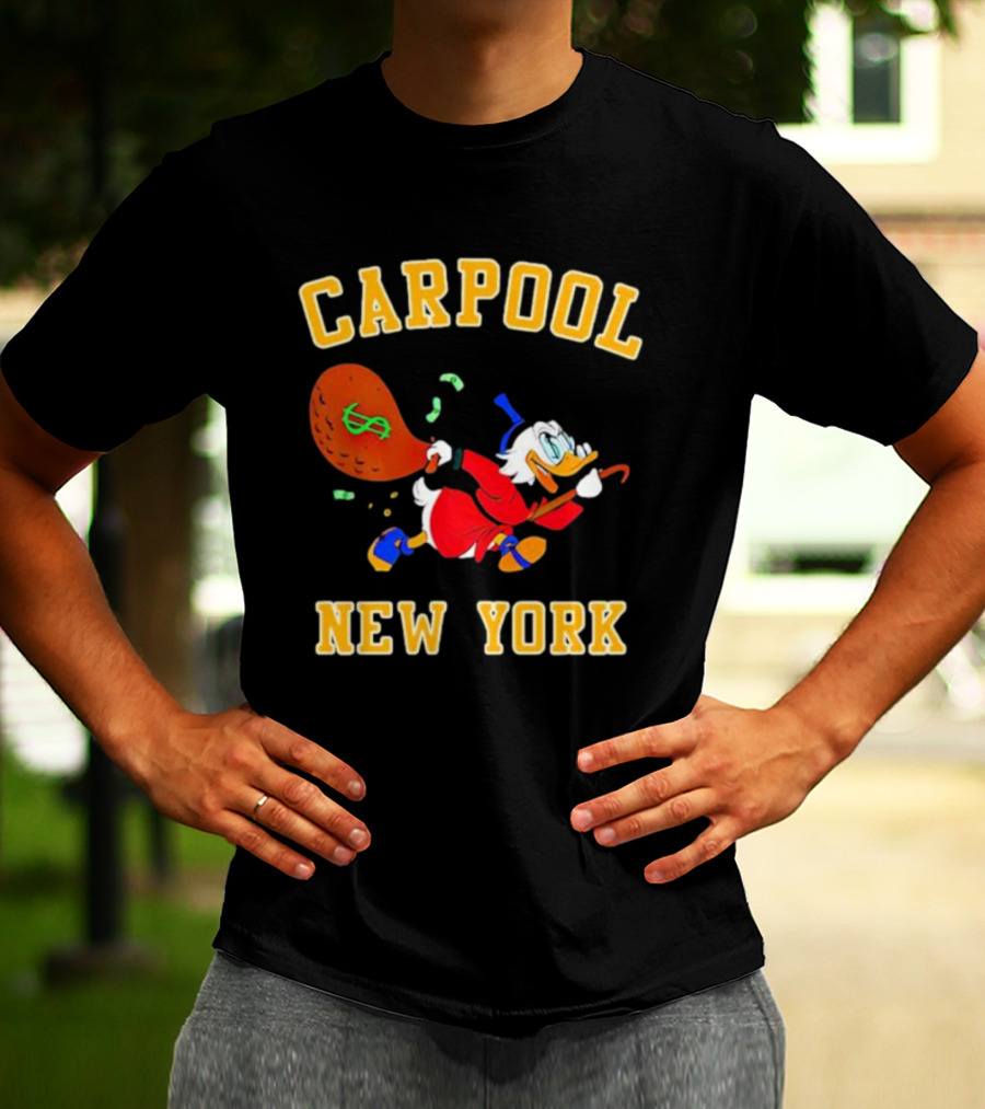 Carpool New York Scrooge McDuck Money Bag T-Shirt