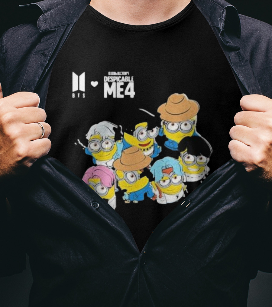 BTS Minions Collaboration Despicable Me 4 Characters Fashion Mashup T-Shirt