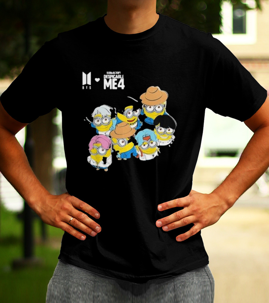 BTS Minions Collaboration Despicable Me 4 Characters Fashion Mashup T-Shirt