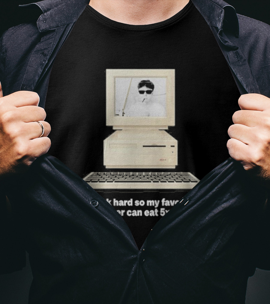 I Work Hard So My Favorite Streamer Can Eat 5X A Day Vintage Computer Retro Gamer Humor T-Shirt