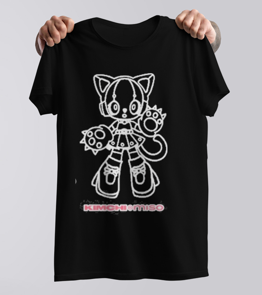 KIMCHI AND MISO MEGA CAT GIRL OUTLINE DRAWING SPICY CUTE CHARACTER T-Shirt
