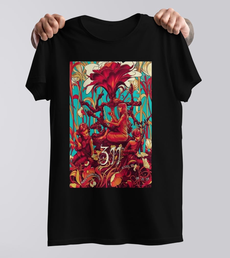 311 Moody Amphitheater Austin TX 08 21 24 Art Nouveau T-Shirt