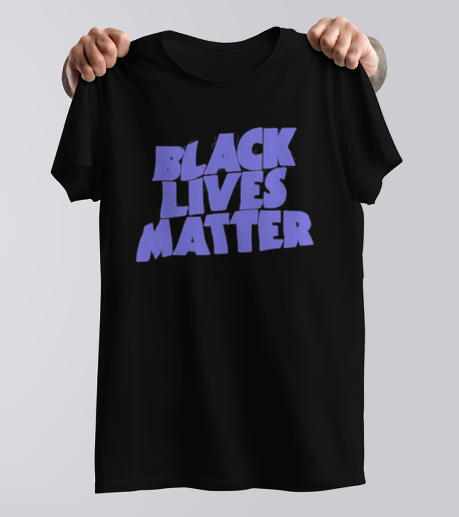 Black Lives Matter Black Tee Simple Blue Text T-Shirt