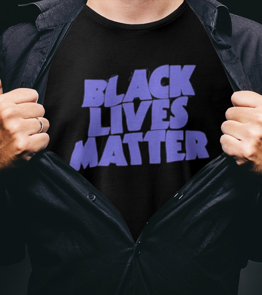 Black Lives Matter Black Tee Simple Blue Text T-Shirt