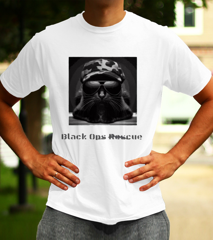 Black Ops Rescue Women’s Cat Military Style Camouflage Hat Sunglasses T-Shirt