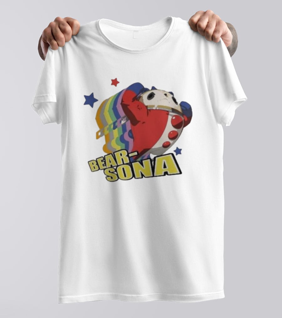 Bear-Sona Teddie Persona 4 Character Red Outfit Psychedelic Stars T-Shirt