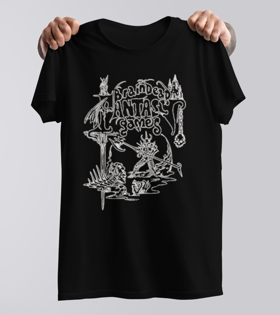 Braindead Fantasy Games Dungeon Crawler Skeleton Monster Battle T-Shirt