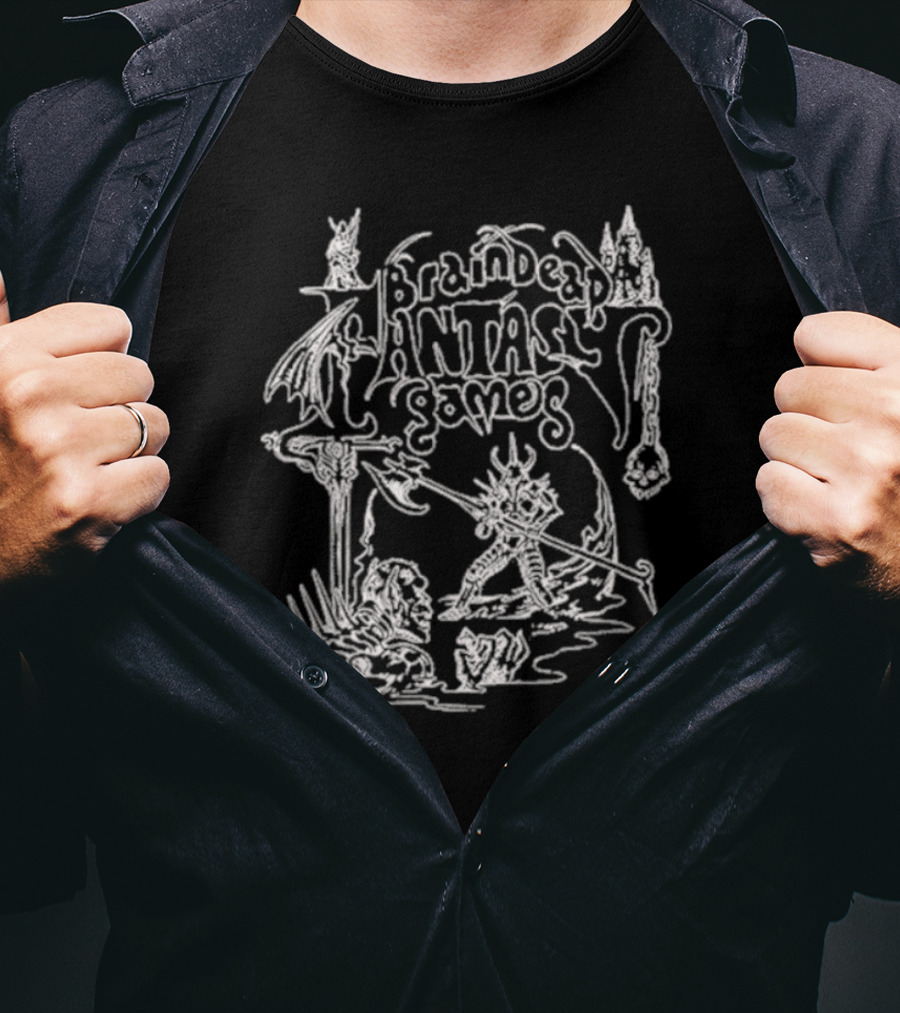 Braindead Fantasy Games Dungeon Crawler Skeleton Monster Battle T-Shirt