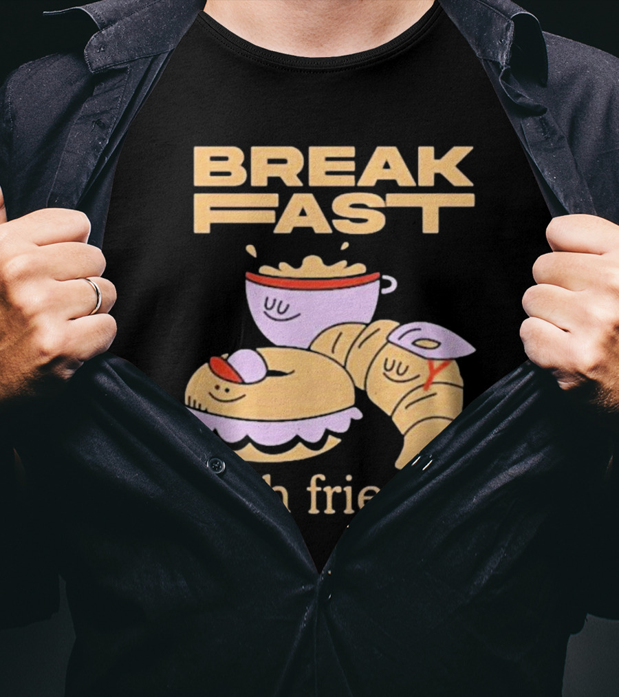 Breakfast With Friends Breakfast Racing Team Cup Croissant Bun T-Shirt