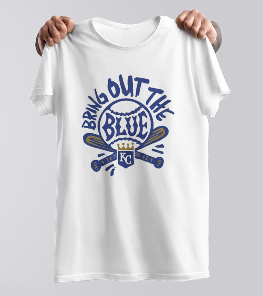Bring Out The Blue KC Baseball Crown Bats T-Shirt