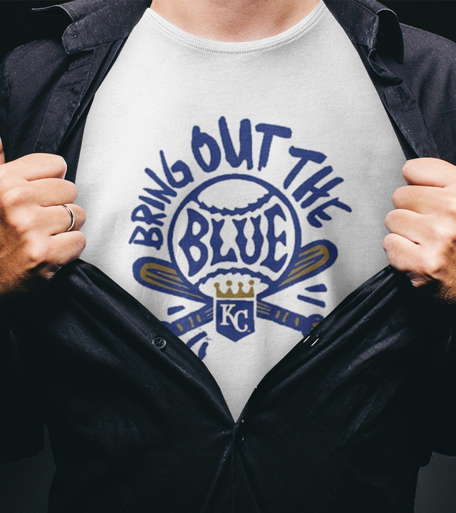 Bring Out The Blue KC Baseball Crown Bats T-Shirt