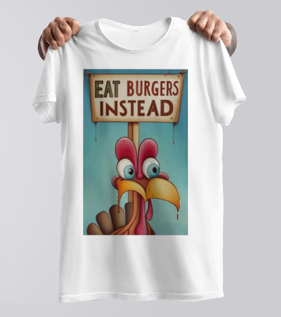 Eat Burgers Instead Funny Turkey Cartoon T-Shirt