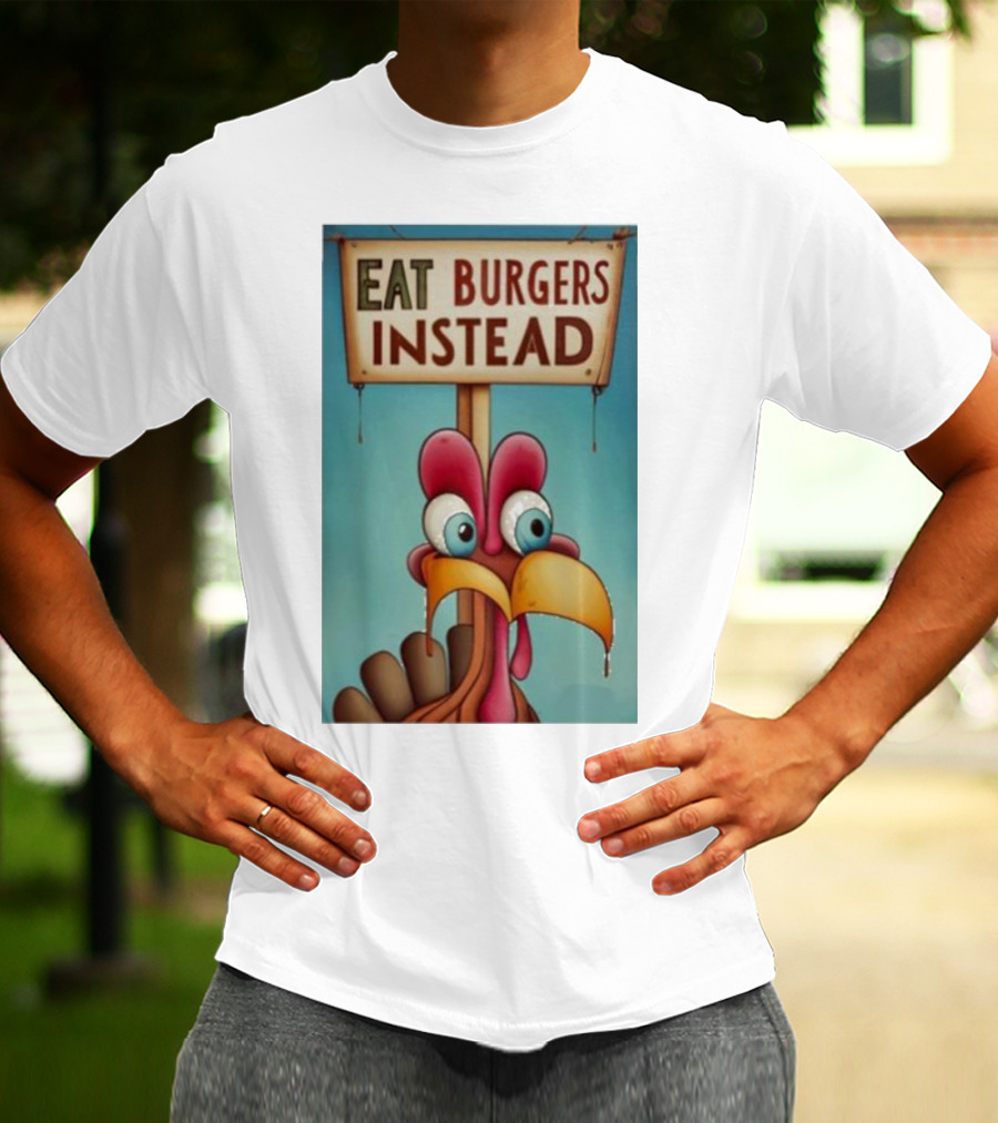 Eat Burgers Instead Funny Turkey Cartoon T-Shirt