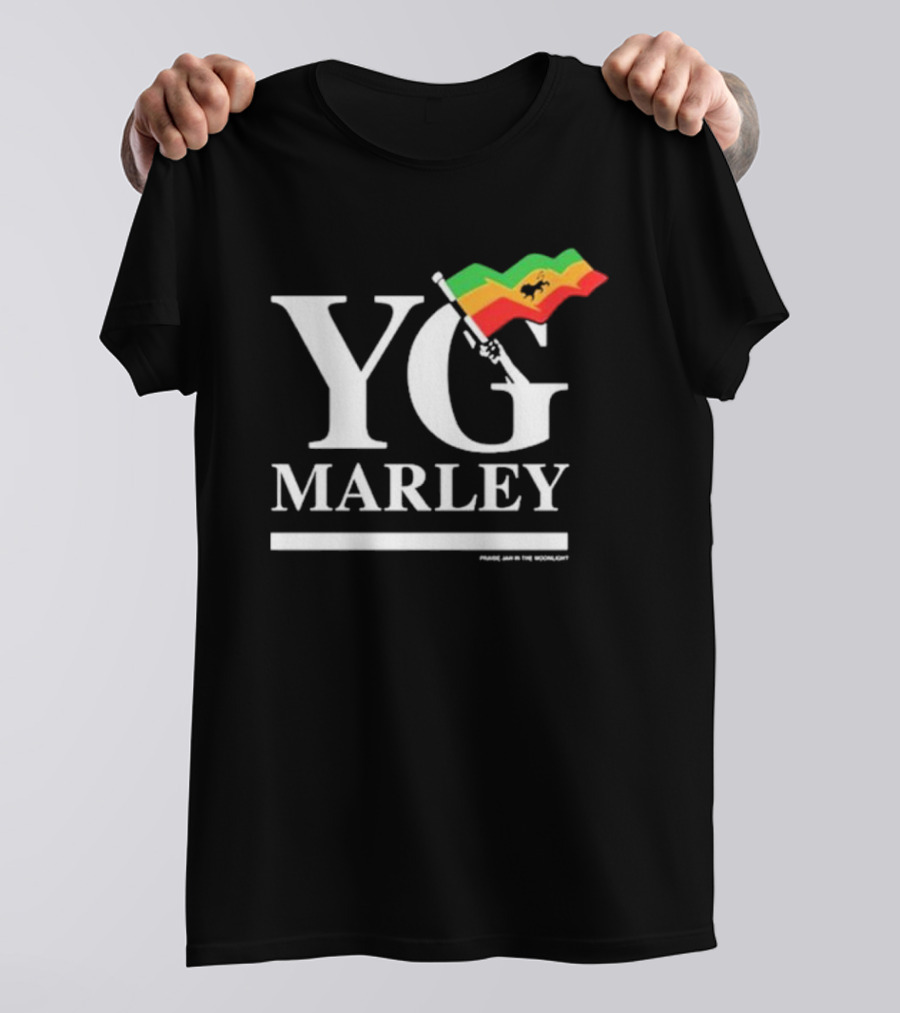 YG Marley Flag Emancipate Yourself Praise Jah In The Moonlight T-Shirt