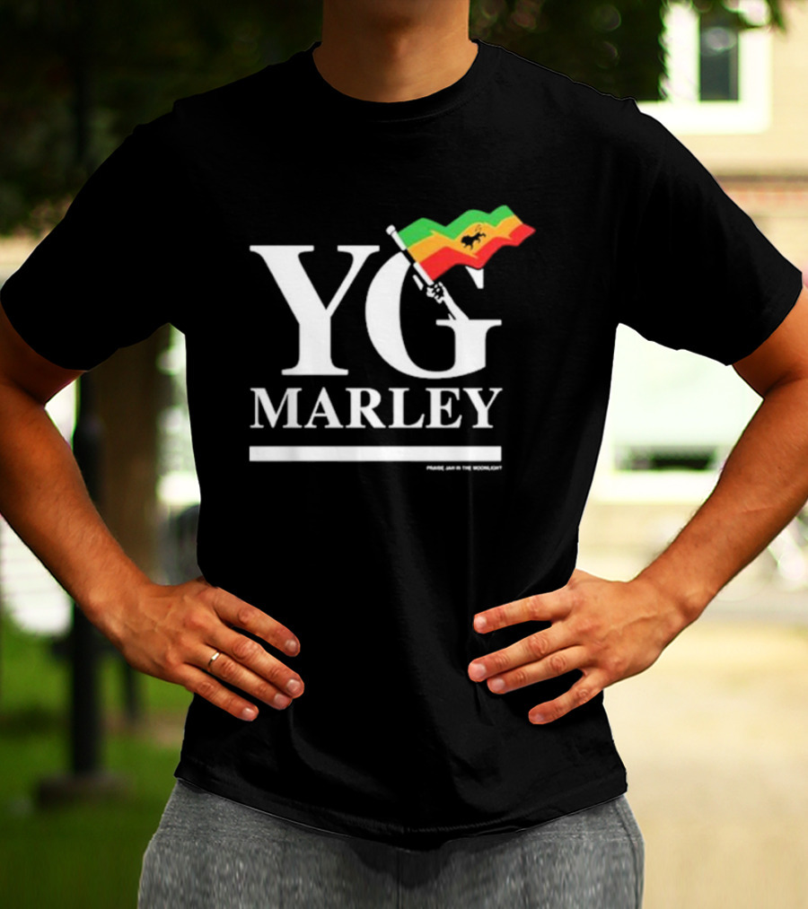 YG Marley Flag Emancipate Yourself Praise Jah In The Moonlight T-Shirt