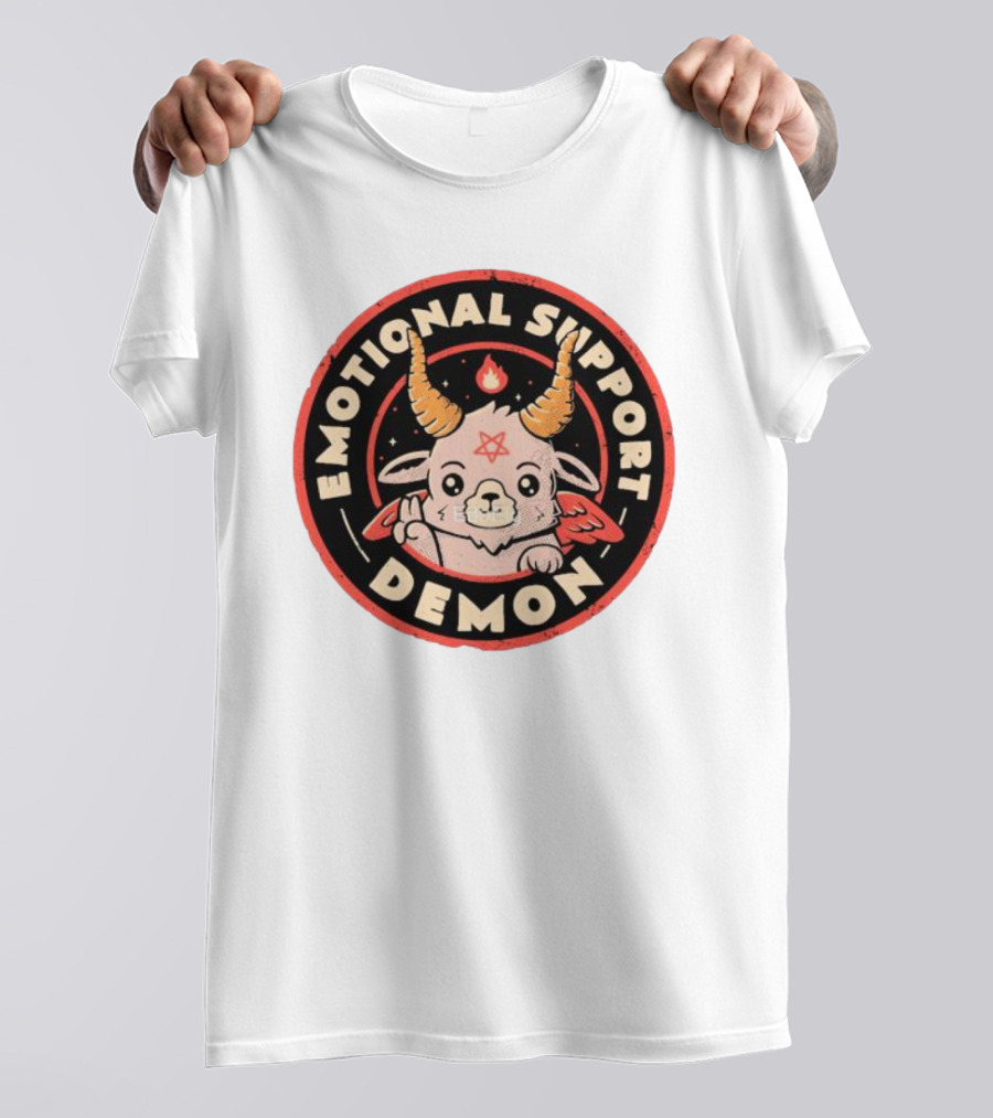 Emotional Support Demon Cute Devil Goat With Wings And Fire T-Shirt