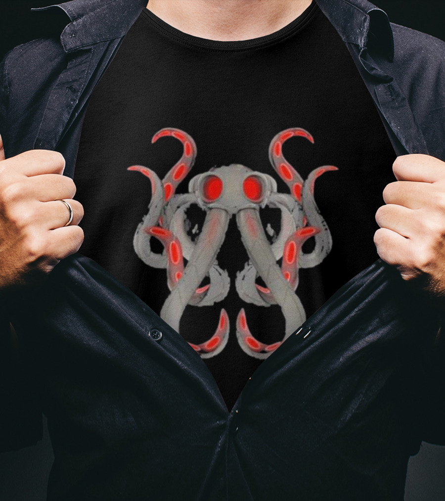 Endra Wearing Ollie Ollie Red-Eyed Octopus T-Shirt