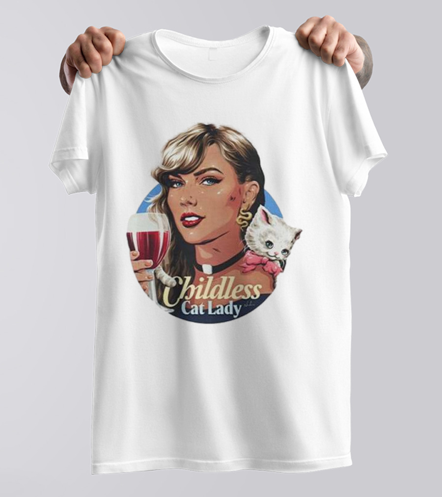 Childless Cat Lady Wine And Kitty T-Shirt