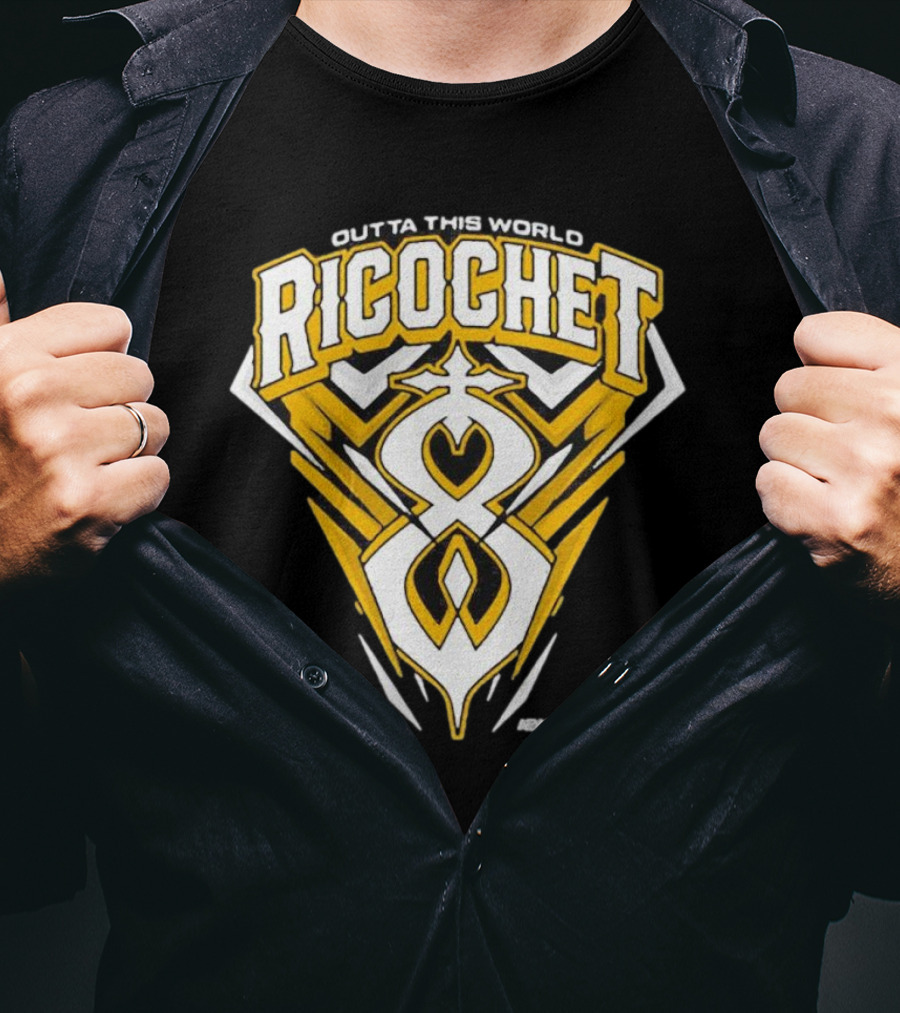 Outta This World Ricochet AEW Logo Yellow Black T-Shirt