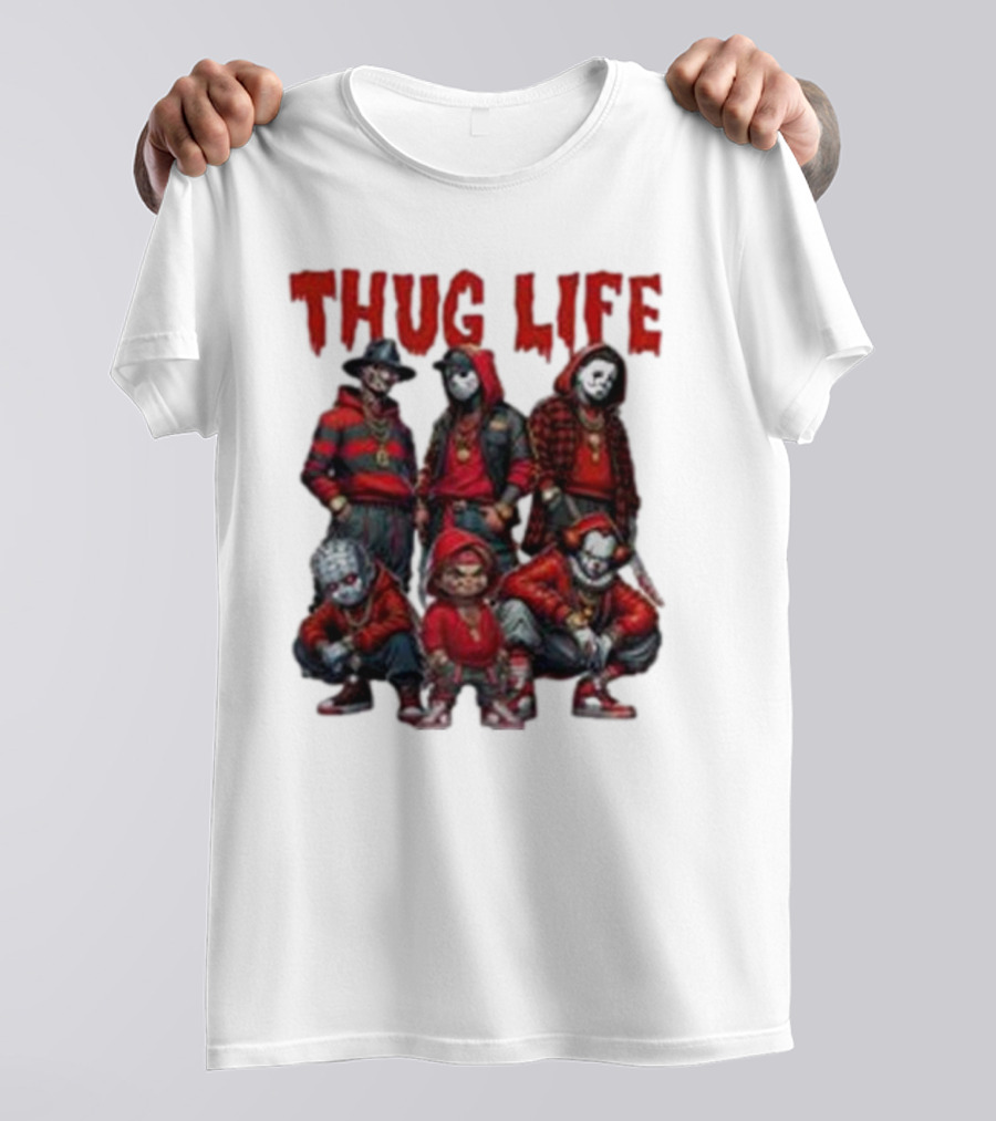 Thug Life Horror Clown Gang Red Hoodies T-Shirt