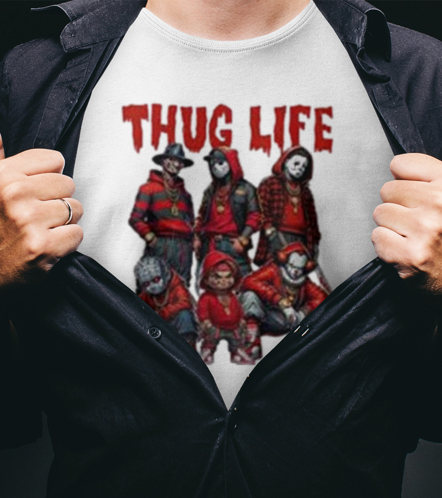 Thug Life Horror Clown Gang Red Hoodies T-Shirt
