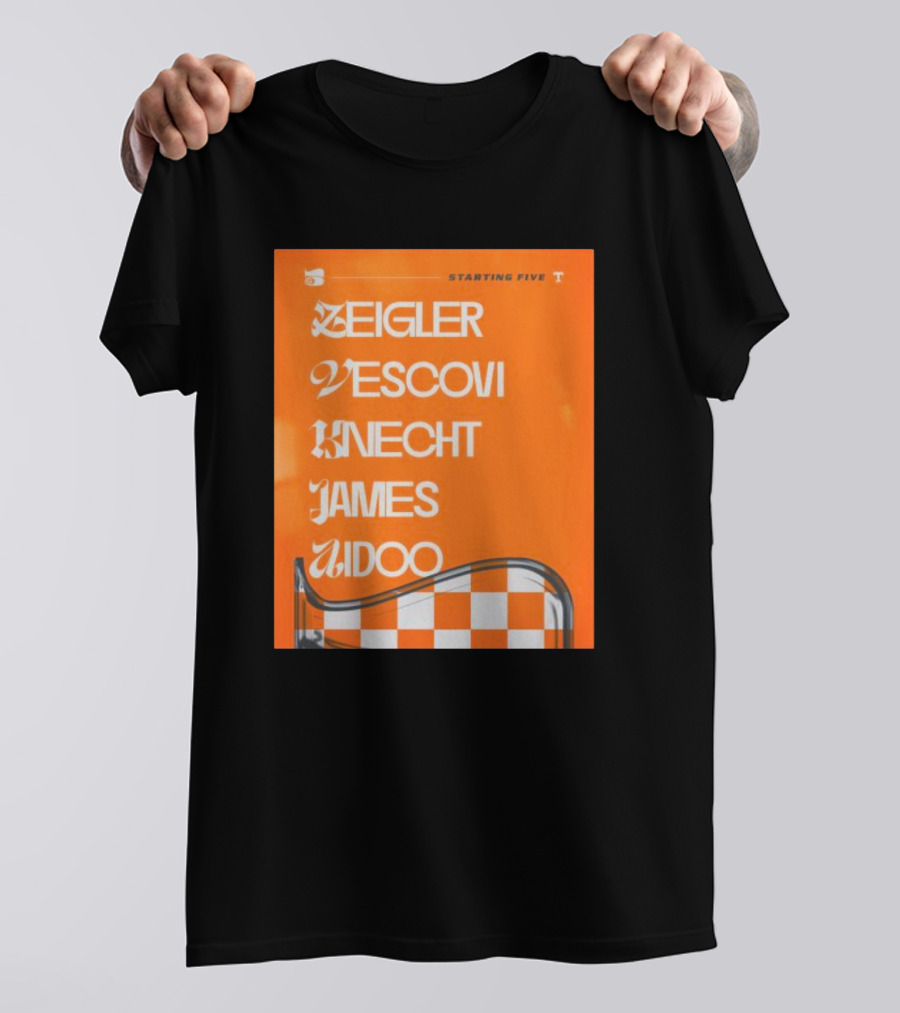 Zeigler Vescovi Knecht James Aidoo Tennessee Starting Five T-Shirt