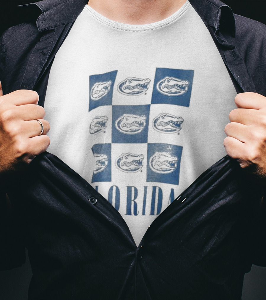 Florida Gators Pressbox Women's Checkerboard Logo Andy Waist Length Oversized T-Shirt