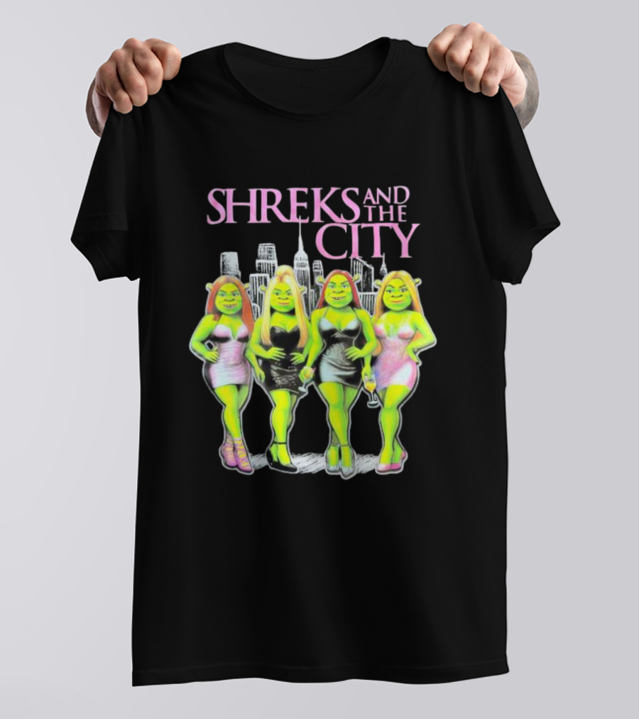 Shreks And The City Four Lady Shreks New York Skyline T-Shirt