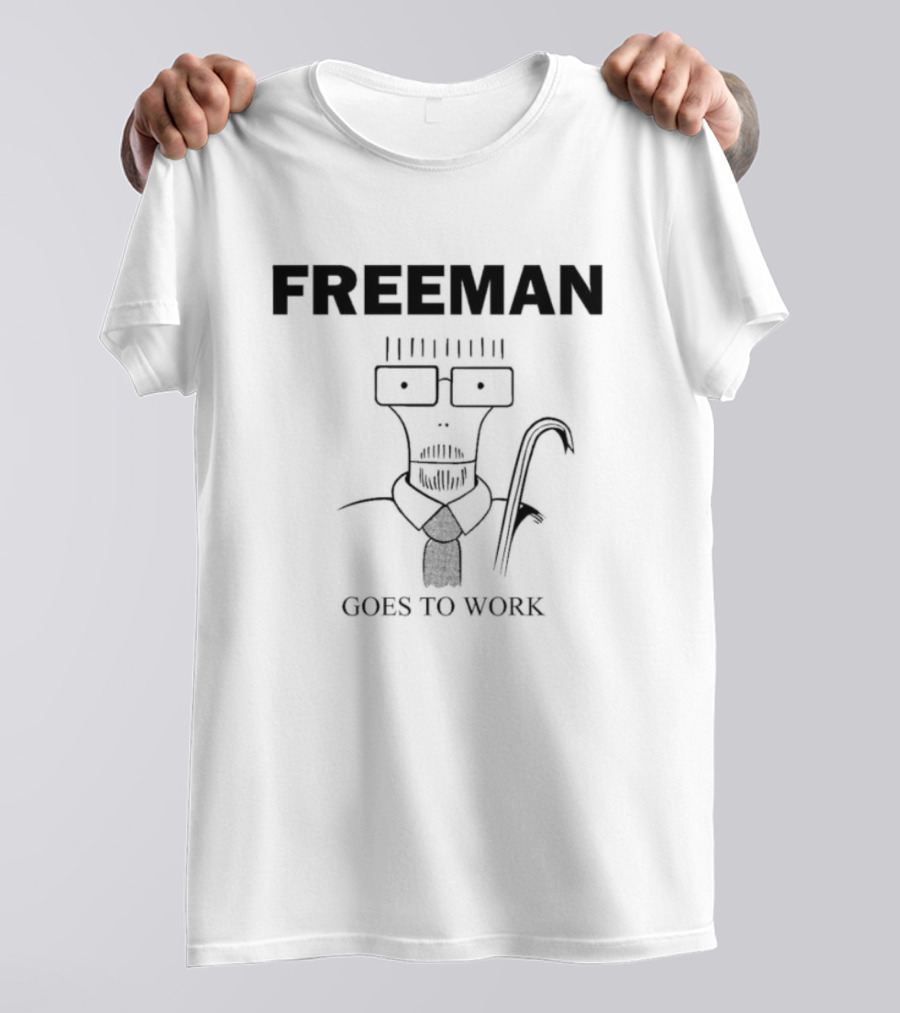 Freeman Goes To Work With Minimalist Character And Iconic Suit Tie T-Shirt