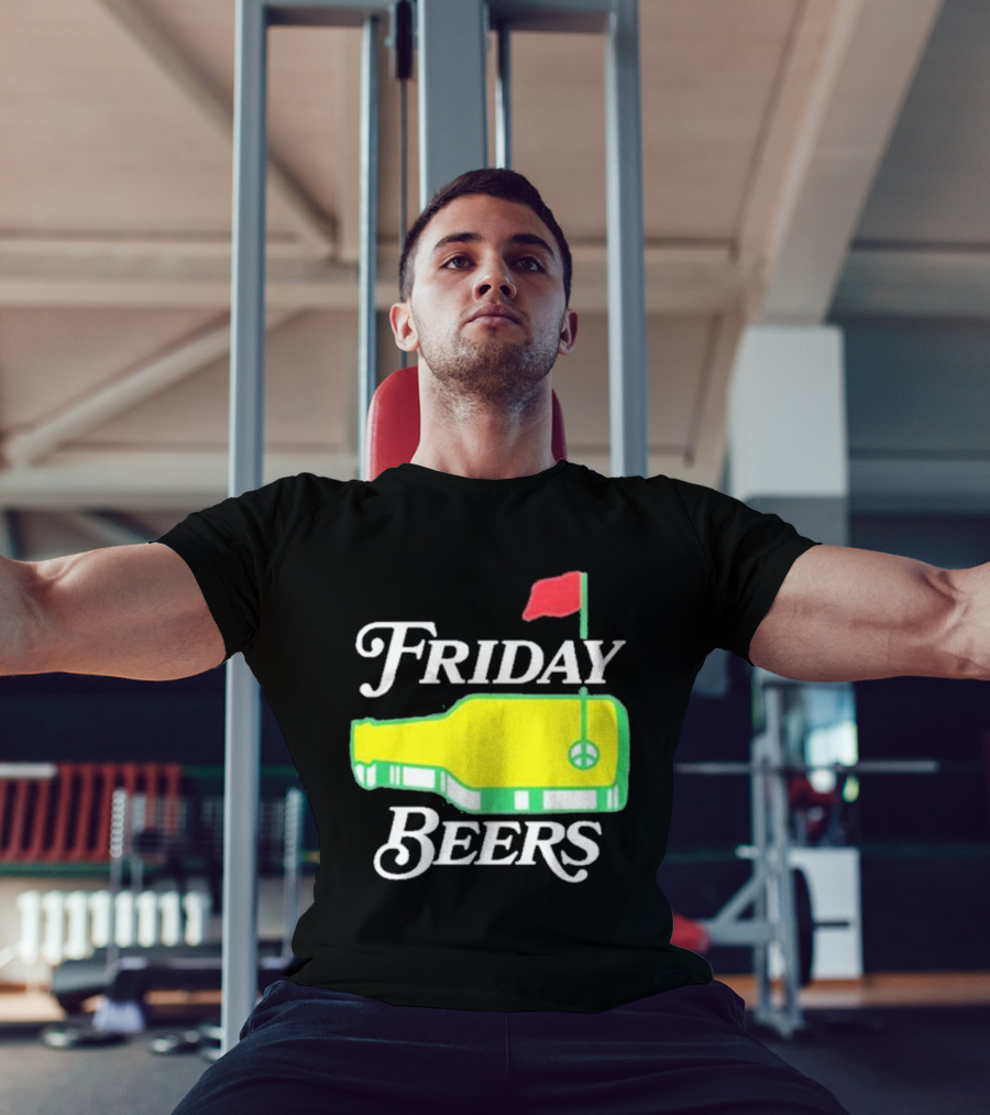 Friday Beers Golf Course Logo Flag Green Bottle T-Shirt
