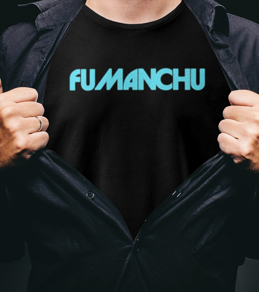 Fu Manchu The Return Of Tomorrow Retro Logo Blue Text T-Shirt